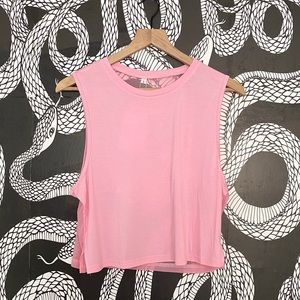 Pink Muscle Crop Top, Mesh Back